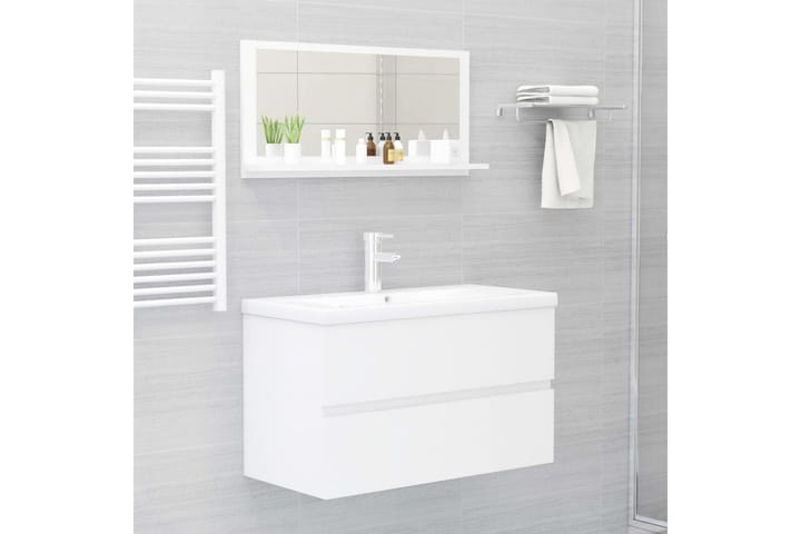 Kylpyhuonepeili korkeakiilto valkoinen 80x10,5x37 cm - Valkoinen - Peili - Kylpyhuoneen peilit - Kylpyhuonepeili valaistuksella