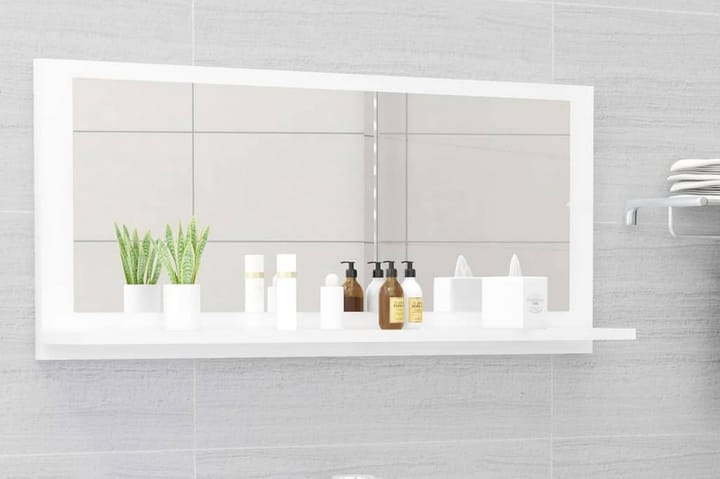 Kylpyhuonepeili korkeakiilto valkoinen 90x10,5x37 cm - Valkoinen - Peili - Kylpyhuoneen peilit - Kylpyhuonepeili valaistuksella