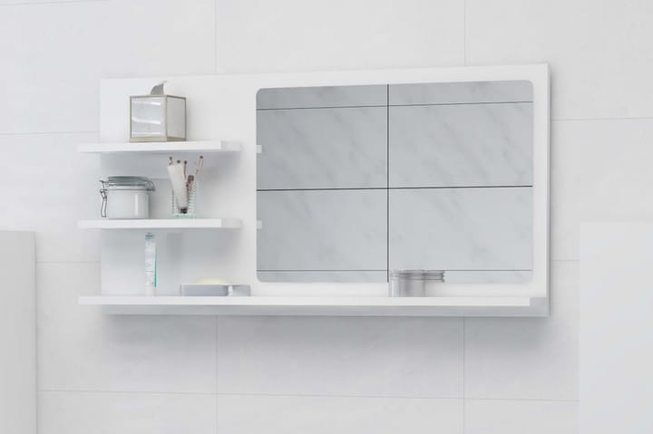 Kylpyhuonepeili korkeakiilto valkoinen 90x10,5x45 cm - Valkoinen - Kylpyhuoneen peilit - Peili - Kylpyhuonepeili valaistuksella