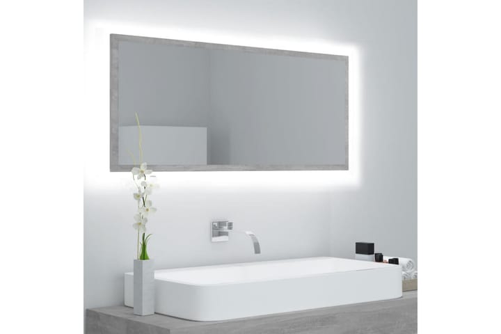 Kylpyhuonepeili LED 100x8,5x37 cm - Betoninharmaa - Kylpyhuoneen peilit - Peili - Kylpyhuonepeili valaistuksella
