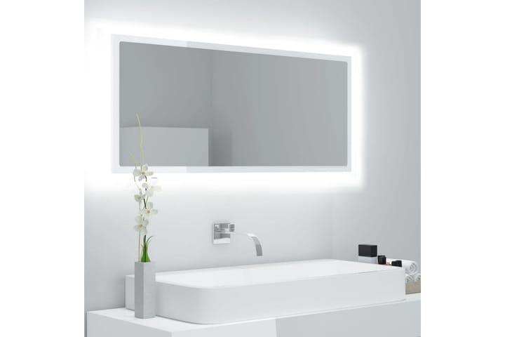 Kylpyhuonepeili LED 100x8,5x37 cm - Korkeakiilto Valkoinen - Peili - Kylpyhuoneen peilit - Kylpyhuonepeili valaistuksella
