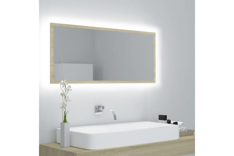 Kylpyhuonepeili LED 100x8,5x37 cm - Ruskea - Sisustustuotteet - Peili