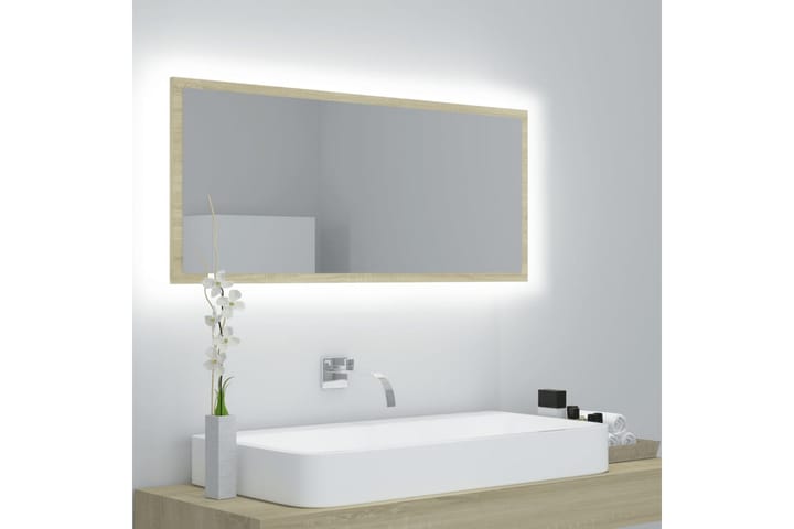 Kylpyhuonepeili LED 100x8,5x37 cm - Ruskea - Kylpyhuoneen peilit - Peili - Kylpyhuonepeili valaistuksella