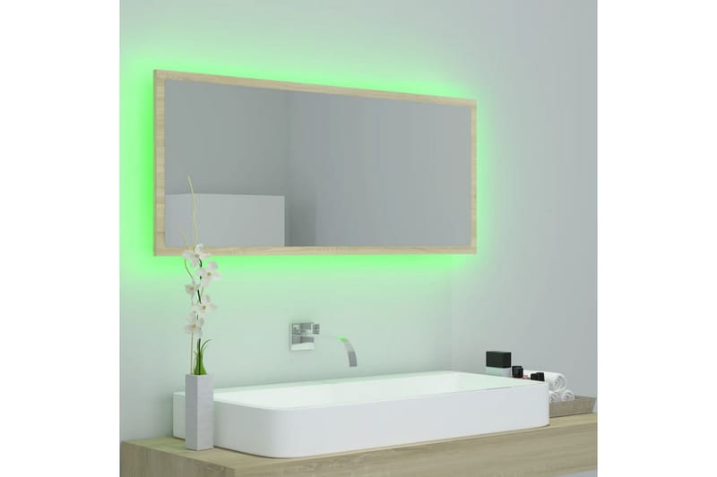 Kylpyhuonepeili LED 100x8,5x37 cm - Ruskea - Sisustustuotteet - Peili
