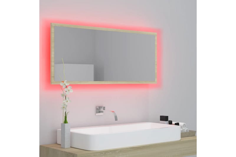 Kylpyhuonepeili LED 100x8,5x37 cm - Ruskea - Sisustustuotteet - Peili