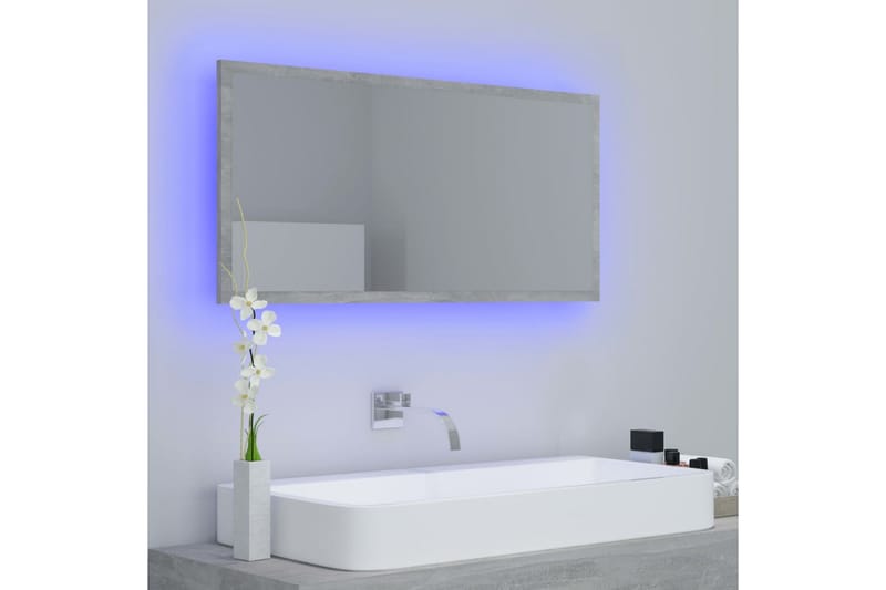 Kylpyhuonepeili LED 90x8,5x37 cm - Betoninharmaa - Sisustustuotteet - Peili