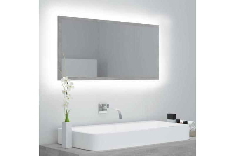 Kylpyhuonepeili LED 90x8,5x37 cm - Betoninharmaa - Sisustustuotteet - Peili