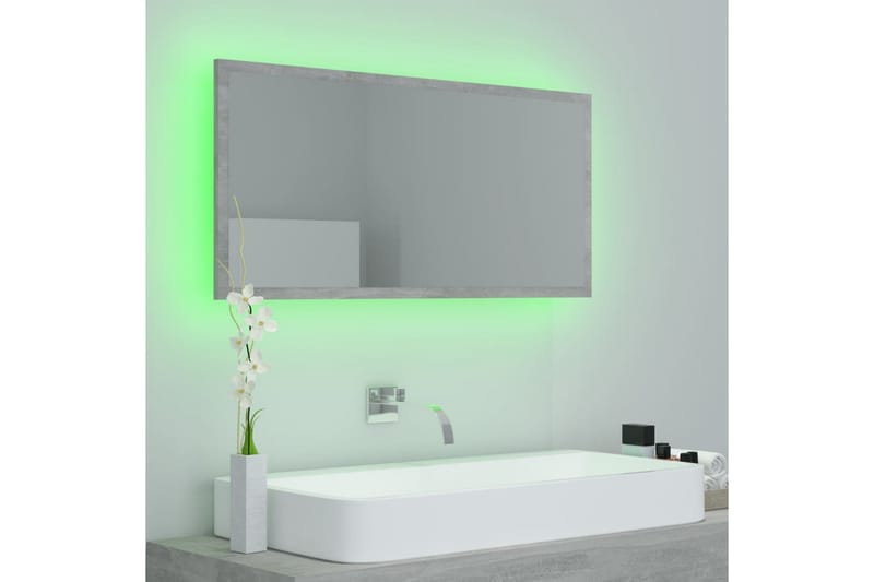 Kylpyhuonepeili LED 90x8,5x37 cm - Betoninharmaa - Sisustustuotteet - Peili