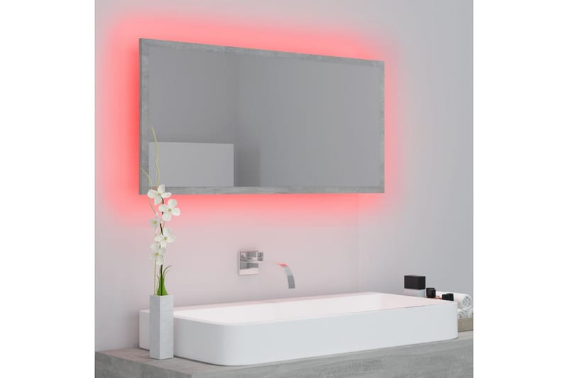 Kylpyhuonepeili LED 90x8,5x37 cm - Betoninharmaa - Sisustustuotteet - Peili