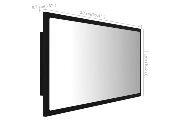 Kylpyhuonepeili LED 90x8,5x37 cm - Musta - Peili - Kylpyhuoneen peilit - Kylpyhuonepeili valaistuksella