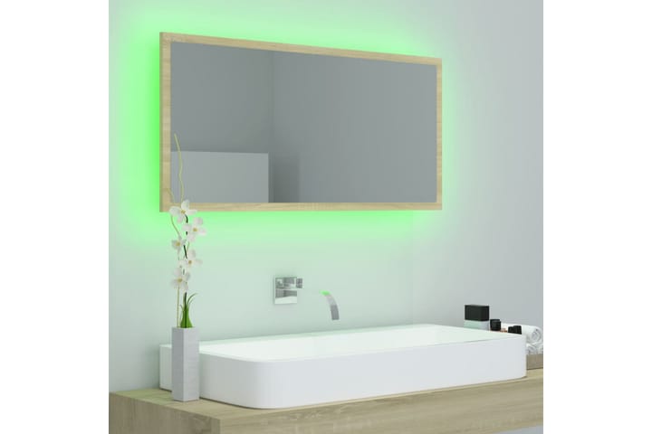 Kylpyhuonepeili LED 90x8,5x37 cm - Ruskea - Peili - Kylpyhuoneen peilit - Kylpyhuonepeili valaistuksella