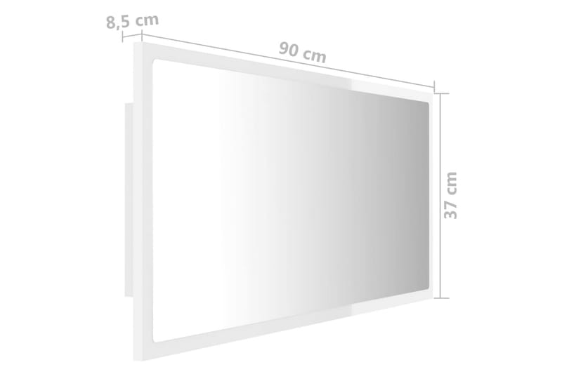 Kylpyhuonepeili LED 90x8,5x37 cm - Valkoinen Korkeakiilto - Sisustustuotteet - Peili