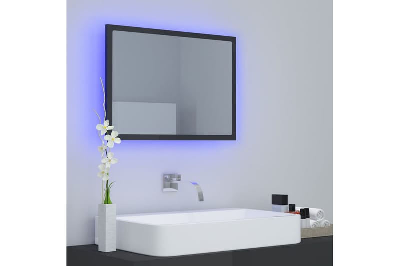 Kylpyhuonepeili LED harmaa 60x8,5x37 cm lastulevy - Harmaa - Sisustustuotteet - Peili