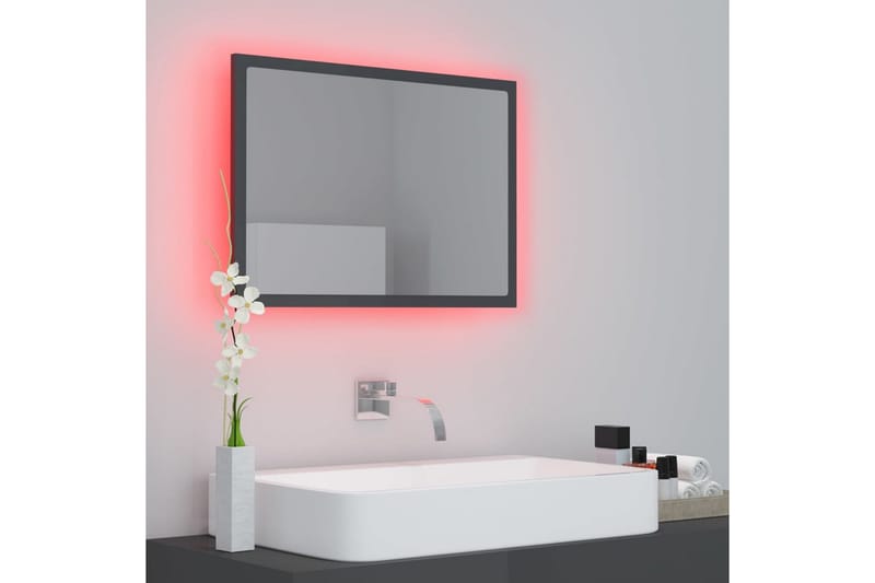 Kylpyhuonepeili LED harmaa 60x8,5x37 cm lastulevy - Harmaa - Sisustustuotteet - Peili