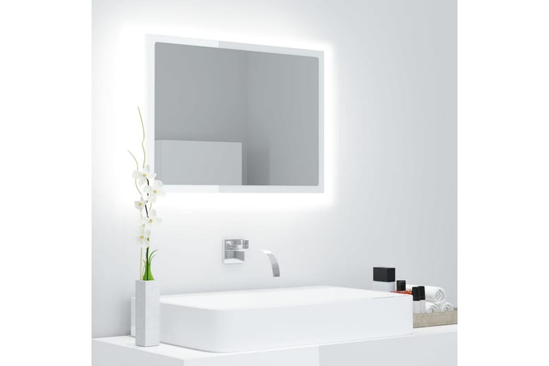 Kylpyhuonepeili LED valk. 60x8,5x37 cm lastulevy - Valkoinen - Sisustustuotteet - Peili