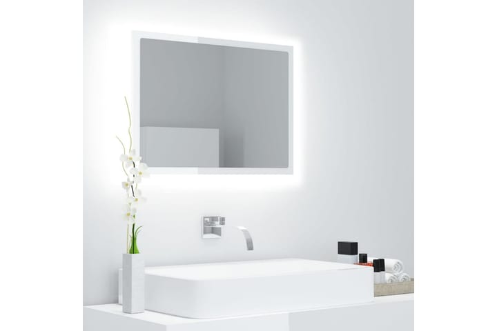 Kylpyhuonepeili LED valk. 60x8,5x37 cm lastulevy - Valkoinen - Peili - Kylpyhuoneen peilit - Kylpyhuonepeili valaistuksella