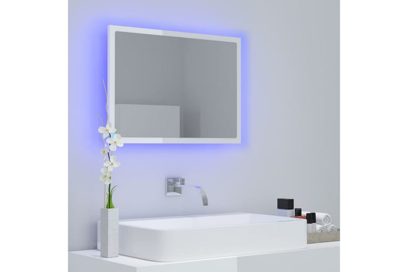Kylpyhuonepeili LED valk. 60x8,5x37 cm lastulevy - Valkoinen - Sisustustuotteet - Peili
