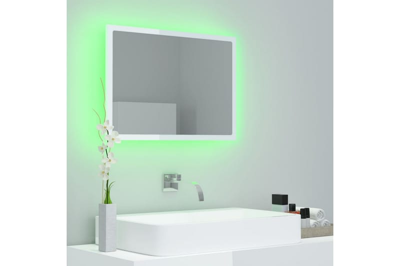 Kylpyhuonepeili LED valk. 60x8,5x37 cm lastulevy - Valkoinen - Sisustustuotteet - Peili