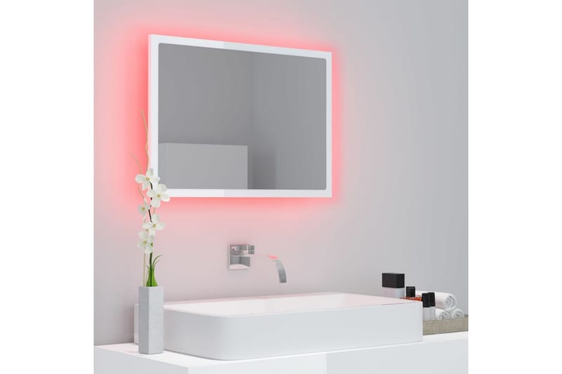 Kylpyhuonepeili LED valk. 60x8,5x37 cm lastulevy - Valkoinen - Sisustustuotteet - Peili