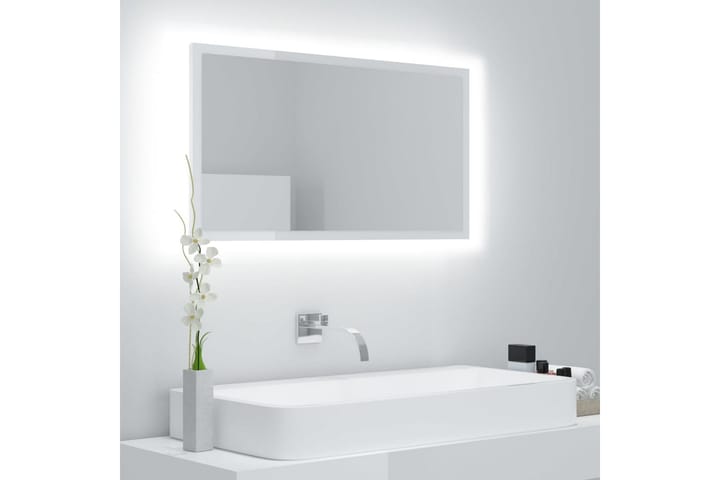 Kylpyhuonepeili LED valk. 80x8,5x37 cm lastulevy - Valkoinen - Peili - Kylpyhuoneen peilit - Kylpyhuonepeili valaistuksella