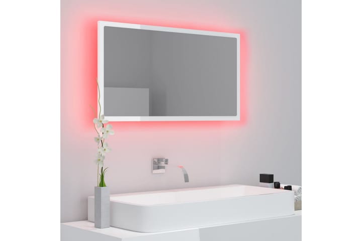 Kylpyhuonepeili LED valk. 80x8,5x37 cm lastulevy - Valkoinen - Kylpyhuoneen peilit - Peili - Kylpyhuonepeili valaistuksella
