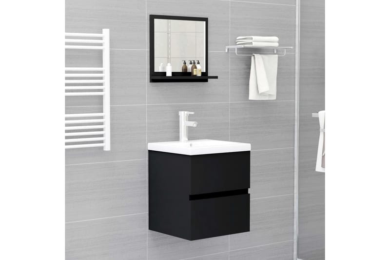 Kylpyhuonepeili musta 40x10,5x37 cm lastulevy - Musta - Sisustustuotteet - Peili