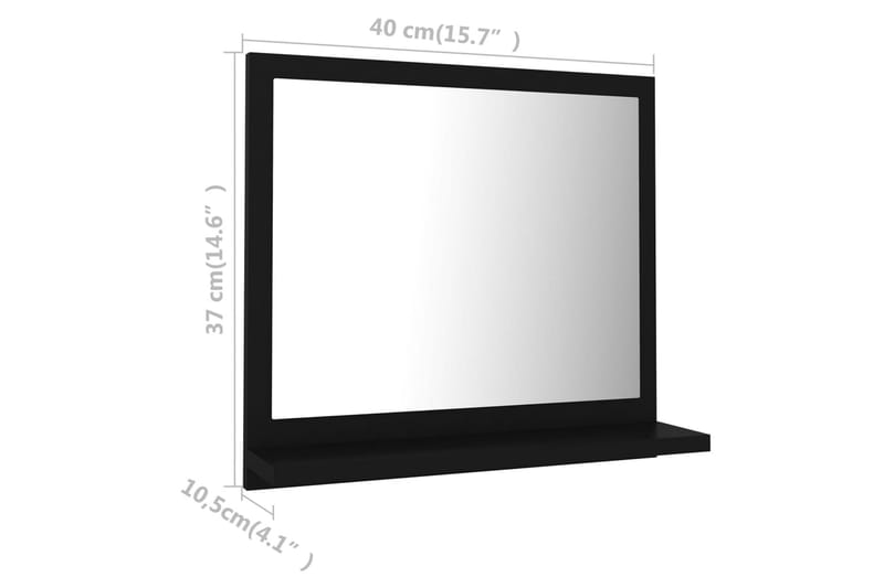 Kylpyhuonepeili musta 40x10,5x37 cm lastulevy - Musta - Sisustustuotteet - Peili