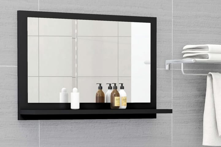 Kylpyhuonepeili musta 60x10,5x37 cm lastulevy - Musta - Kylpyhuoneen peilit - Peili - Kylpyhuonepeili valaistuksella