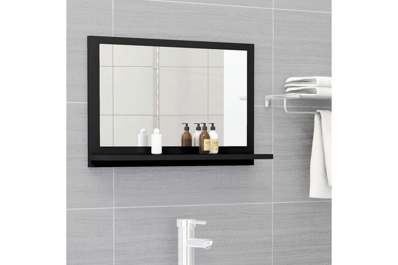 Kylpyhuonepeili musta 60x10,5x37 cm lastulevy - Musta - Sisustustuotteet - Peili