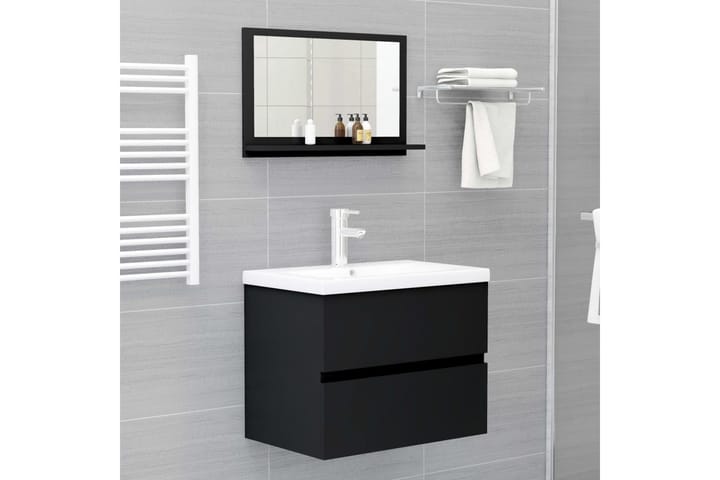 Kylpyhuonepeili musta 60x10,5x37 cm lastulevy - Musta - Peili - Kylpyhuoneen peilit - Kylpyhuonepeili valaistuksella