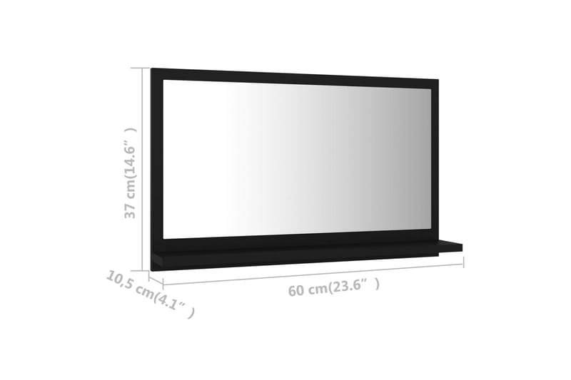 Kylpyhuonepeili musta 60x10,5x37 cm lastulevy - Musta - Sisustustuotteet - Peili