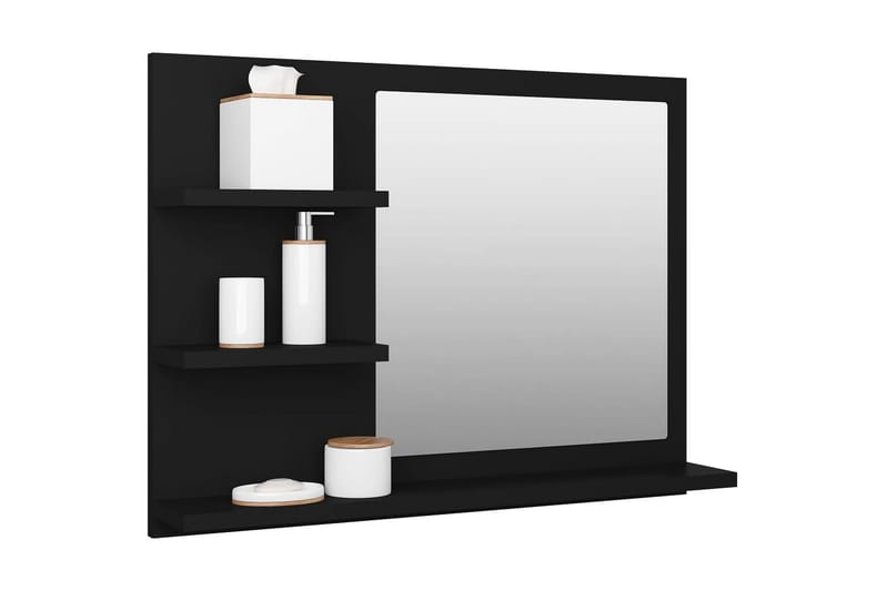 Kylpyhuonepeili musta 60x10,5x45 cm lastulevy - Musta - Sisustustuotteet - Peili