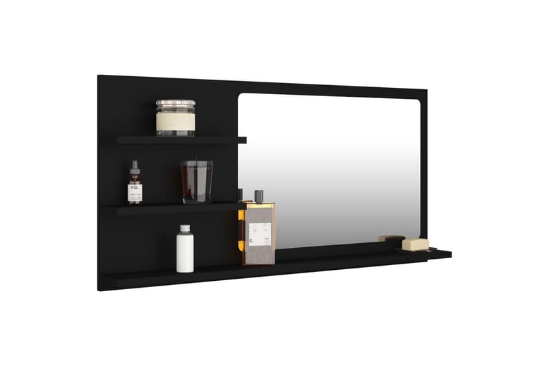 Kylpyhuonepeili musta 90x10,5x45 cm lastulevy - Musta - Sisustustuotteet - Peili
