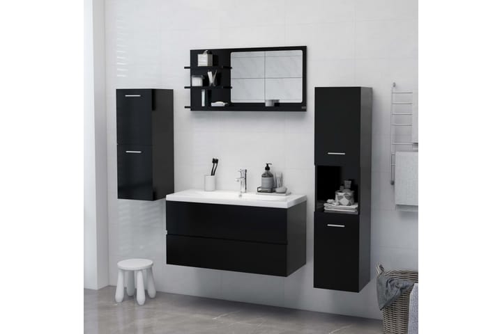 Kylpyhuonepeili musta 90x10,5x45 cm lastulevy - Musta - Peili - Kylpyhuoneen peilit - Kylpyhuonepeili valaistuksella