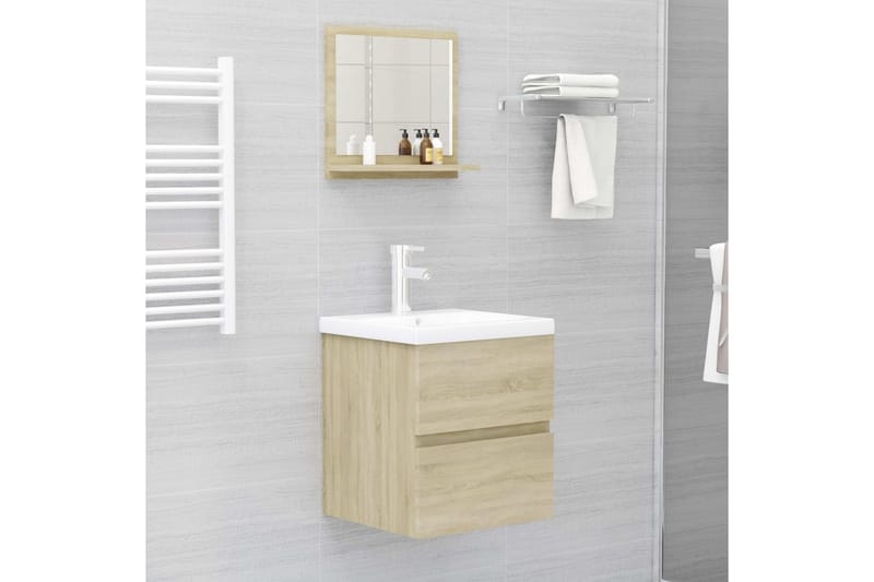 Kylpyhuonepeili Sonoma-tammi 40x10,5x37 cm lastulevy - Ruskea - Sisustustuotteet - Peili