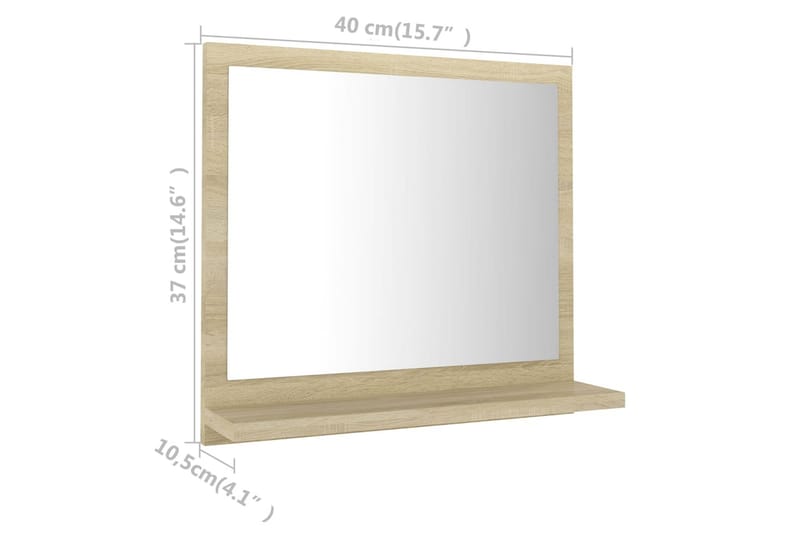 Kylpyhuonepeili Sonoma-tammi 40x10,5x37 cm lastulevy - Ruskea - Sisustustuotteet - Peili