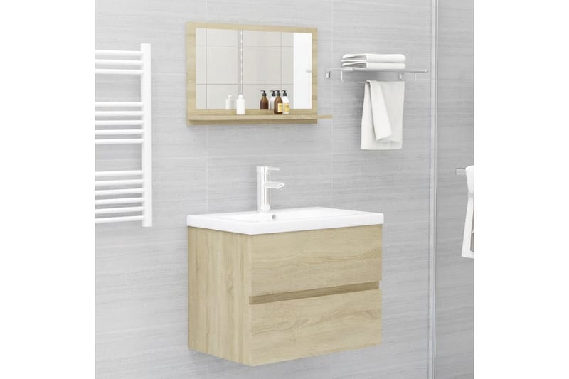 Kylpyhuonepeili Sonoma-tammi 60x10,5x37 cm lastulevy - Ruskea - Sisustustuotteet - Peili