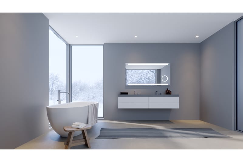 Kylpyhuonepeili Sunnanfors 60 cm LED-valaistus - Sisustustuotteet - Peili