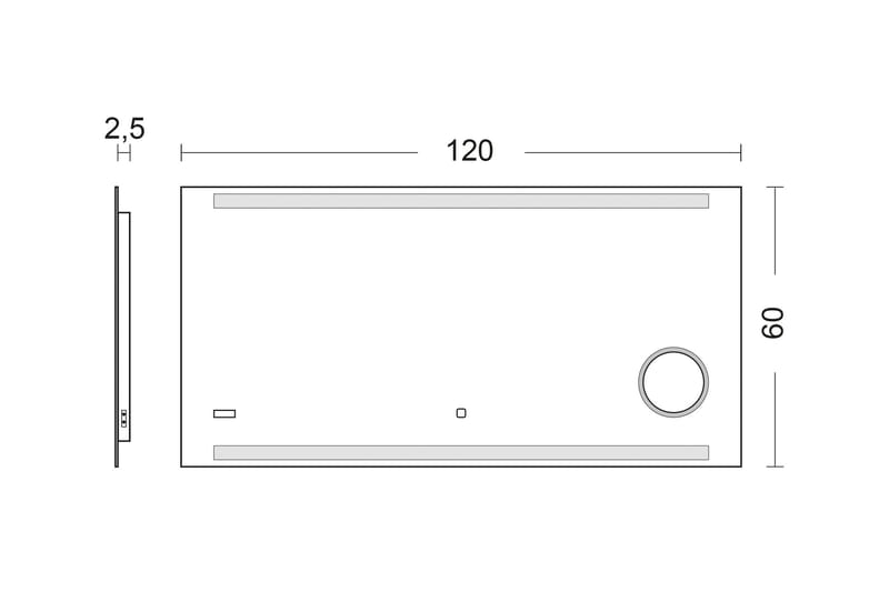 Kylpyhuonepeili Sunnanfors 60 cm LED-valaistus - Sisustustuotteet - Peili
