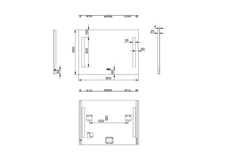 Kylpyhuonepeili Valdö 60 cm LED-valaistus - Sisustustuotteet - Peili