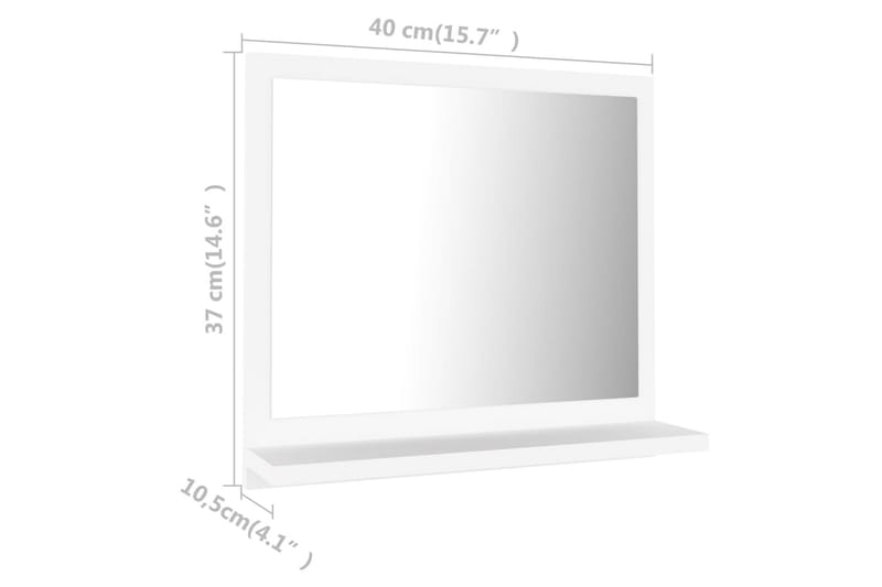 Kylpyhuonepeili valkoinen 40x10,5x37 cm lastulevy - Valkoinen - Sisustustuotteet - Peili