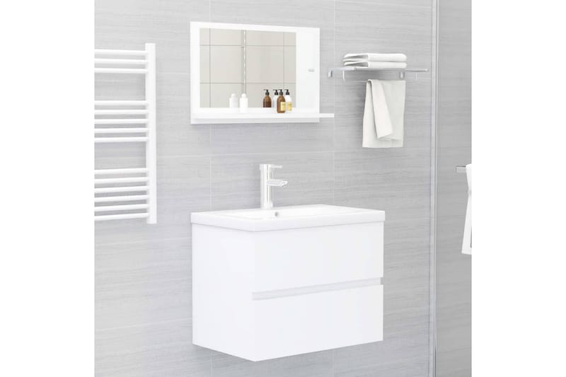 Kylpyhuonepeili valkoinen 60x10,5x37 cm lastulevy - Valkoinen - Sisustustuotteet - Peili