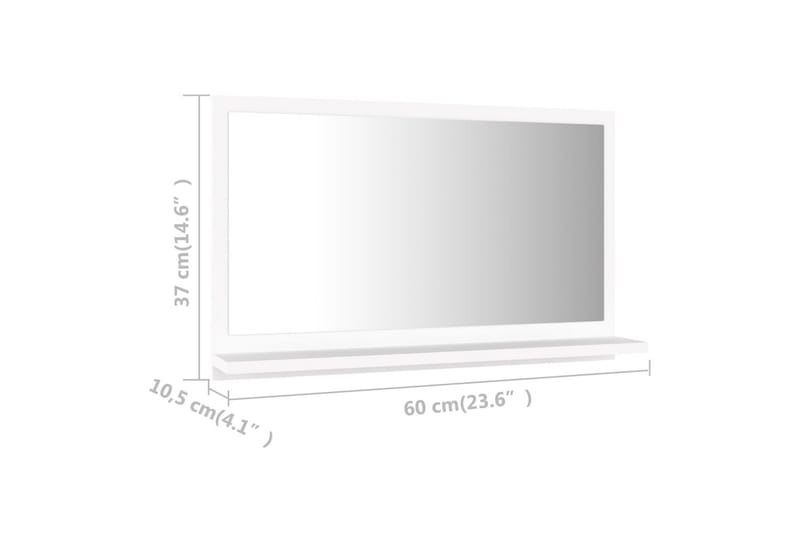 Kylpyhuonepeili valkoinen 60x10,5x37 cm lastulevy - Valkoinen - Sisustustuotteet - Peili