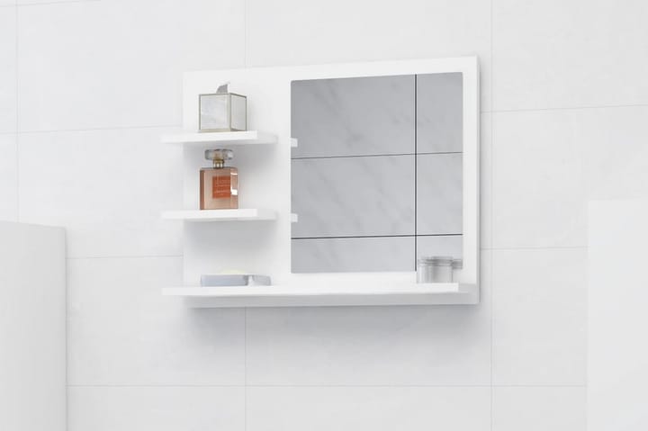 Kylpyhuonepeili valkoinen 60x10,5x45 cm lastulevy - Valkoinen - Kylpyhuoneen peilit - Peili - Kylpyhuonepeili valaistuksella