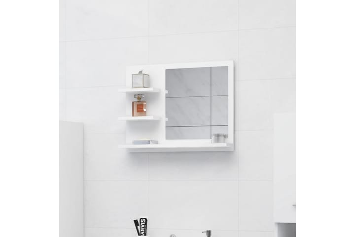 Kylpyhuonepeili valkoinen 60x10,5x45 cm lastulevy - Valkoinen - Peili - Kylpyhuoneen peilit - Kylpyhuonepeili valaistuksella