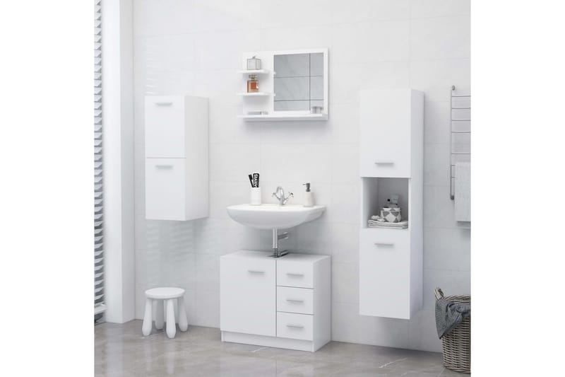 Kylpyhuonepeili valkoinen 60x10,5x45 cm lastulevy - Valkoinen - Sisustustuotteet - Peili
