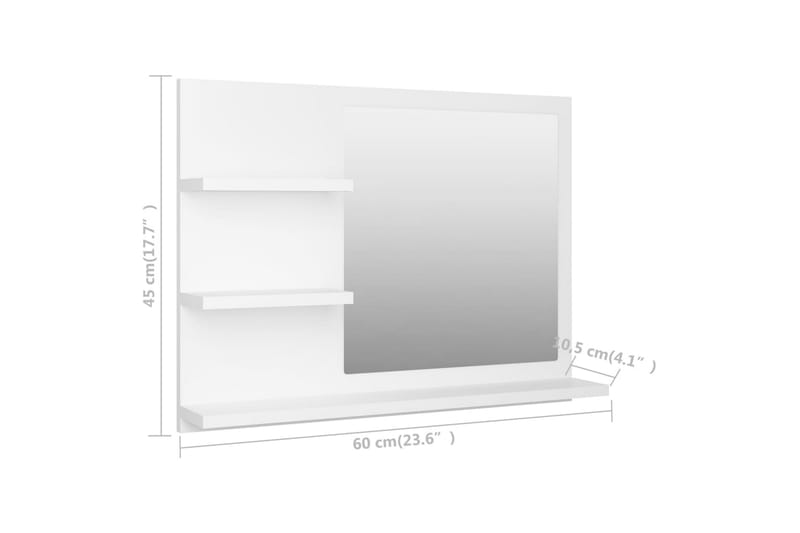 Kylpyhuonepeili valkoinen 60x10,5x45 cm lastulevy - Valkoinen - Sisustustuotteet - Peili