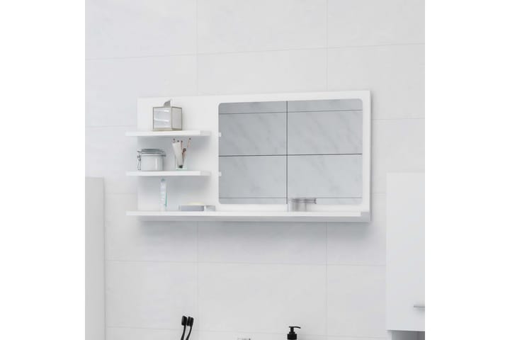 Kylpyhuonepeili valkoinen 90x10,5x45 cm lastulevy - Valkoinen - Kylpyhuoneen peilit - Peili - Kylpyhuonepeili valaistuksella