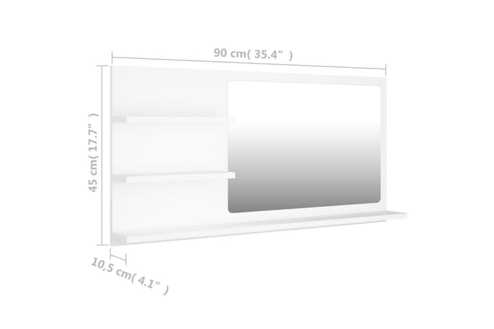Kylpyhuonepeili valkoinen 90x10,5x45 cm lastulevy - Valkoinen - Peili - Kylpyhuoneen peilit - Kylpyhuonepeili valaistuksella