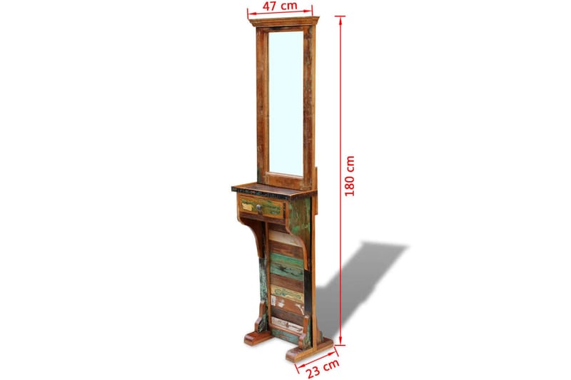 Eteisen Peili Täysi Kunnostettu Kierrätetty Puu 47x23x180 cm - Monivärinen - Sisustustuotteet - Peili - Lattiapeili